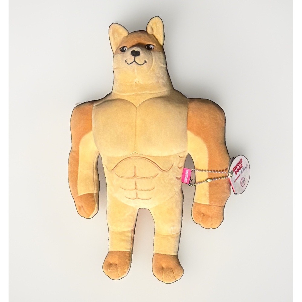 Smoochy Pals Shiba Inu Muscle Dog Plush, Medium 14-24 in, Tan/Beige Washable